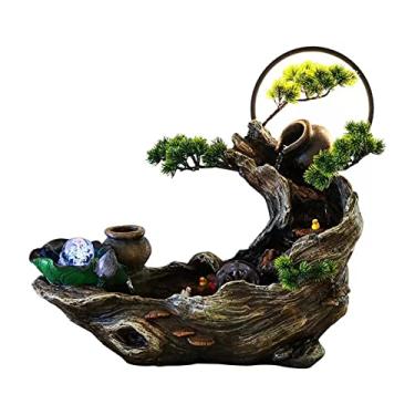 Imagem de XFNVXC Fonte decorativa para uso interno, fonte de mesa, escritório, Rockery, fonte de água com íris, decoração de casa, fonte de jardim ornamental para casa