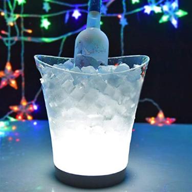 Imagem de Balde de gelo balde de gelo LED 5L refrigerador de vinho cores mudando champanhe balde de vinho para festa em casa bar para festas de família (cor: Duplo champanhe BUC)
