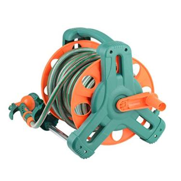 Imagem de Caminhão de mangueira de irrigação resistente, tubo de água de PVC de 20 m, conjunto de mangueira de jardim com carretel de mangueira e pistola de água