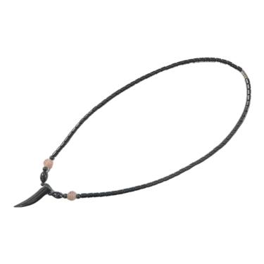 Imagem de Colar Feminino Pedra Natural Hematita Dente Marfim 40 cm