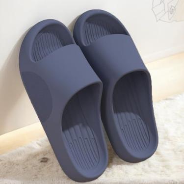 Imagem de Sandálias masculinas e femininas, sapatos de banho masculinos espessos, chinelos de nuvem para uso interno, casa, praia, antiderrapante, secagem rápida, Azul escuro, 11-12 Women/9-10 Men