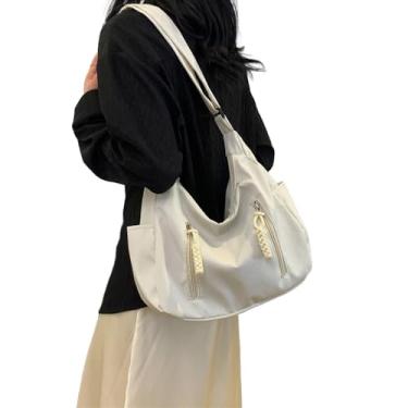 Imagem de Bolsa de ombro portátil para mulheres, bolsa transversal, design de grande capacidade, adequada para trabalho, viagens e compras, Branco, Medium to Large, Simplicidade