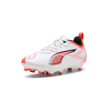 Imagem de PUMA Tênis infantil unissex ultra play firme, chuteira artificial de futebol, Puma Branco-puma preto vermelho brilhante, 18
