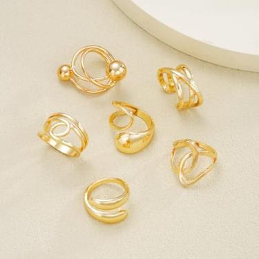 Imagem de 1 conjunto de anéis requintados unissex para homens e mulheres joias finas vida diária namoro decoração para festa de formatura, Cobre, Sem pedras preciosas