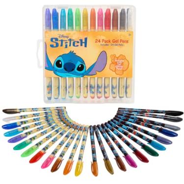Imagem de Disney Conjunto de canetas de gel Lilo e Stitch para crianças, pacote com 24 canetas de gel com glitter, lindas canetas para meninas e meninos