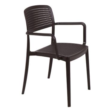 Imagem de Cadeira Tramontina Serena Com Braços Marrom Empilhável Em Polipropileno Com Proteção Antimicrobiana