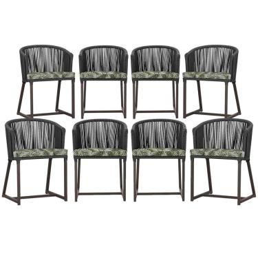 Imagem de 8 Cadeiras De Jantar área Noronha Marrom E5 Trama Original Preto