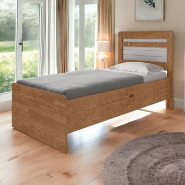 Imagem de Cama Baú Larissa Solteiro Naturale E Off White Framar