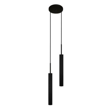 Imagem de Luminária De Teto Pendente Tubo Duplo Sala Ilha Mesa Preto