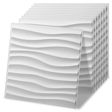 Imagem de Art3d Pacote com 20 painéis de parede 3D decorativos, decoração de parede interior de PVC de 19 m², 30 x 30 cm, branco