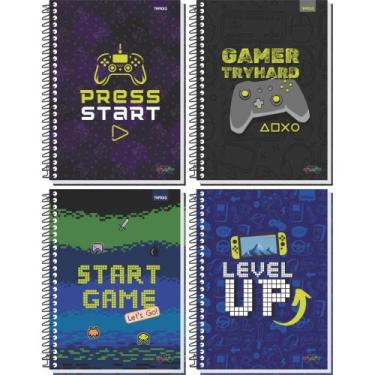 Imagem de Caderno 10X1 Capa Dura Game OVER 160 Folhas - Pacote com 4 - Tamoio