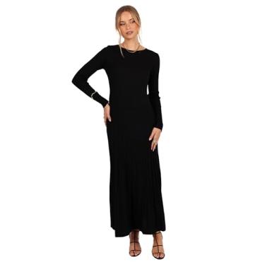 Imagem de Petal & Pup Vestido longo feminino Alison de manga comprida, Preto, GG