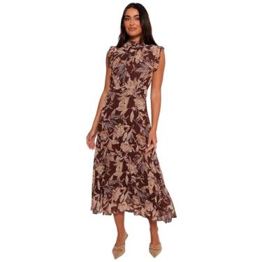 Imagem de Petal & Pup Vestido feminino Delphine Maxi floral marrom, Marrom, P