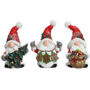 Imagem de Funoasis 3 peças estátuas de gnomos de Natal de resina artesanais ornamentos de gnomos escandinavos pequenos presentes de aniversário de Natal de ação de graças estatuetas de mesa de fazenda em camadas decorações de bandeja