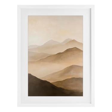 Imagem de Stupell Industries Moody Mountains Foggy Landscape Impressão emoldurada preta sob vidro, design por Petal Prints Design, 23 x 17