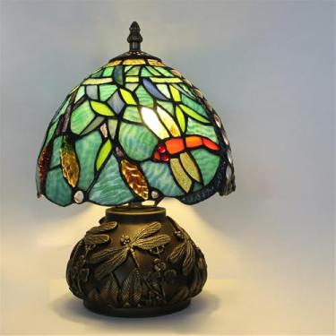 Imagem de Luminária de mesa retrô americana de luxo e criativa para sala de estar, quarto, cabeceira, escritório, casa de campo ou hotel, com vitral (Estilo 15)