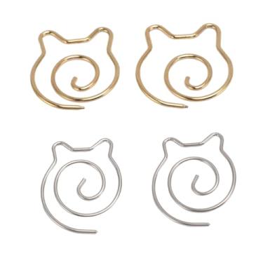 Imagem de SUNGOOYUE Conjunto de Agulhas de Cabo Espiral de Metal - Ferramenta de tricô de Cabo Espiral para Lenços, Xales - Agulha de Redondo de Orelha de Gato de Xale 4 de de Prata Dourada para Artesanato