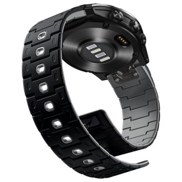 Imagem de Bandletic Pulseira magnética de silicone macio de 26 mm compatível com Garmin Fenix 6X/7X Pro, substituição para Fenix 8 51 mm/7X/6X/5X Plus/3/Instinct 2X Solar 3 de 50 mm/Descent MK2i