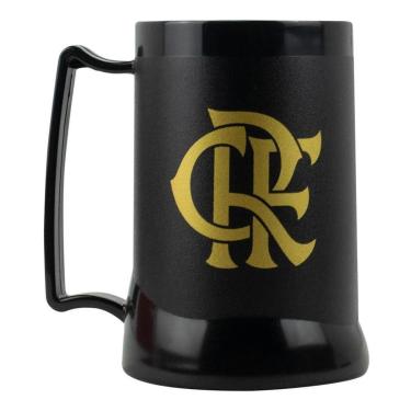 Imagem de Caneca Gel Isolante Térmico 400ml Preto Dourado Flamengo Crf-Unissex