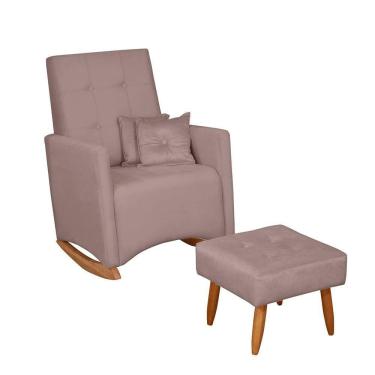 Imagem de Sofá Poltrona De Amamentação E Balanço Ana C/ Puff Veludo Rose