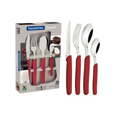 Imagem de Faqueiro Tramontina Carmel 20 peças Carmim Médio Aço Inox