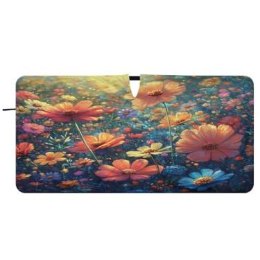 Imagem de Blueangle Pára-brisas para pintura de margaridas - 149.9 cm x 76.2 cm dobrável carro janela frontal blocos de proteção solar raios UV viseira de sol (818)