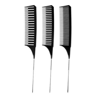 Imagem de Pente de tingimento para colorir, 3 peças, acessórios de barbeiro, escova de cabelo, pentes para pentear, realçar, conjunto de pente com cauda (E)