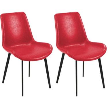 Imagem de Kit 2 Cadeiras de Jantar Estofada Chicago Base Metal - Vermelho