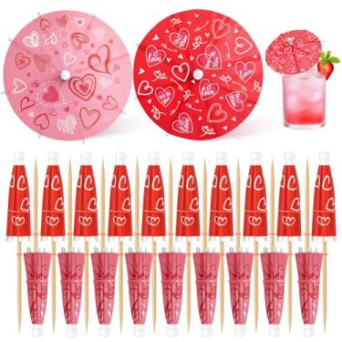 Imagem de Vesici 200 peças de guarda-chuvas de coquetel para bebida dia dos namorados, palitos de 10 cm, palitos de dente de coquetel, aperitivo, bambu, guarda-sol para bebidas, enfeite de cupcake, decoração de