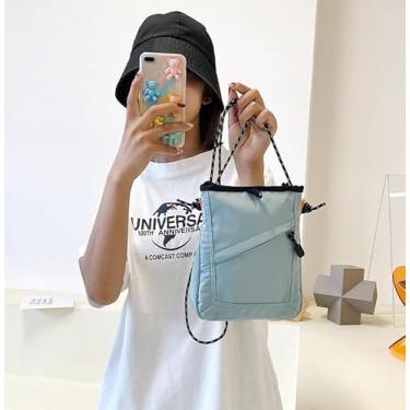 Imagem de Bolsa transversal utilitária de lona unissex estilo coreano japonês bolsa quadrada, Azul, Medium, Mochila casual