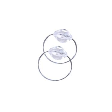 Imagem de Kit 100 Peças Anel para Guardanapo com Cristal Acrílico Argola Metal Prata 4x3cm Circular