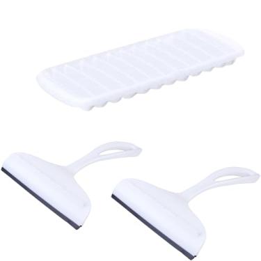 Imagem de Conjunto de 2 Rodo Plástico Multiuso Branco com Raspador 18cm + 1 Forma de Gelo em Cubos Plástica