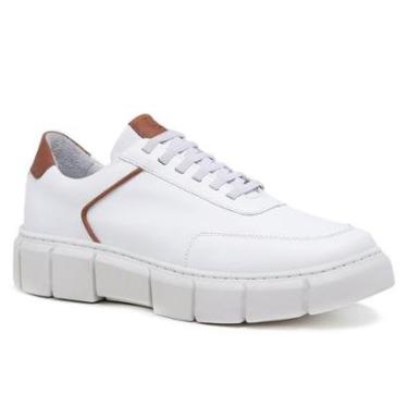 Imagem de Sapato Masculino Casual Malbork Couro Branco Sola Borracha Bangkok 2302B-Masculino
