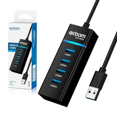 Imagem de Hub USB 3.0 de Alta Velocidade, 4 Portas com LED (5Gbps) Transferência Super Rápida, Compacto e Portátil, Plug & Play, Expansor para PC, Notebook, Mac e Windows (Preto)