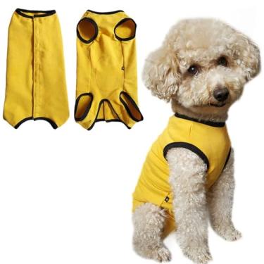 Imagem de Paipeper Camisa de recuperação pós-cirurgia para cachorros, traje cirúrgico de recuperação para cães machos, macacão para cães machos, protege feridas cirúrgicas (amarelo-m)