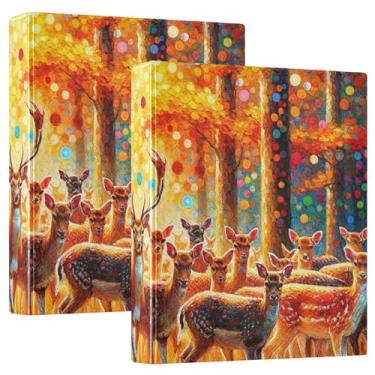 Imagem de Pasta de arquivo de fichário de cervo colorida de outono redonda com 3 anéis para material de escritório, 1 pacote