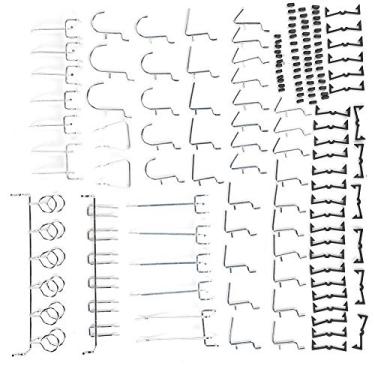 Imagem de Acouto Conjunto de Gancho Pegboard Banhado Com 51 Peças para Organização de Ferramentas - Martelo, Chave Inglesa, Alicate e Muito Mais
