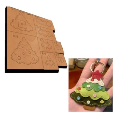 Imagem de YJIUYUANQ Ferramenta de perfuração de couro para árvore de Natal, molde de gravação em relevo, base de madeira para artesanato de 78 x 80 mm, corte de matriz