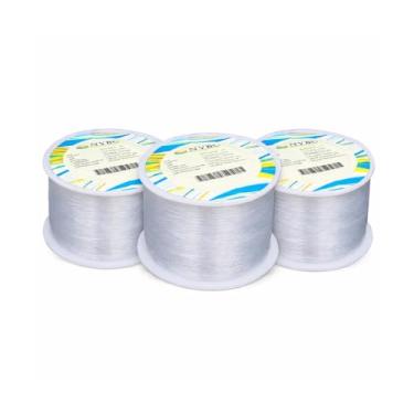 Imagem de Kit 3 Rolos Fio de Nylon NYBC 0,35mm Transparente 800m Cada Linha Resistente para Artesanato Bijuterias Costura Pesca Encadernação DIY R101
