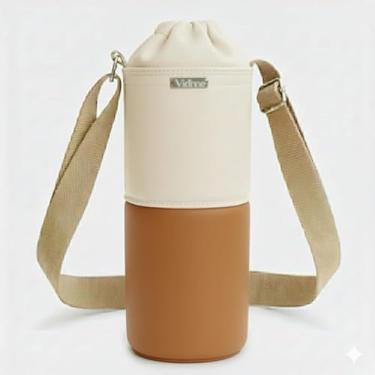 Imagem de Bolsa Térmica (MARFIM COM CARAMELO) RAMIERE para Garrafa de 750 ML em Couro Sintético - Coleção Cores VERÃO 2026