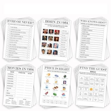 Imagem de 40th Birthday Games Cards, 1984 Birthday Party Games Cards for Women or Men, 30 Birthday Game Cards Per Set for Party, Double Sided Printed Suitable for Birthday Present