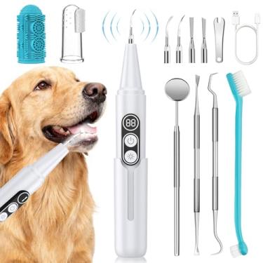 Imagem de PATWING Removedor de placa para dentes, limpador ultrassônico para animais de estimação com luz LED e suporte, kit de limpeza para tártaro e manchas, 5 modos ajustáveis, kit de limpeza de dentes de