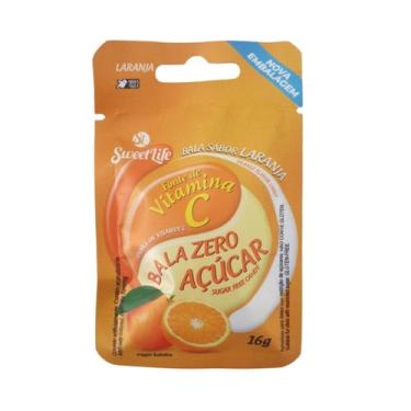 Imagem de Bala Laranja Com Vitamina C Zero Açúcar Vegano Sweet Life - Sachê 16g