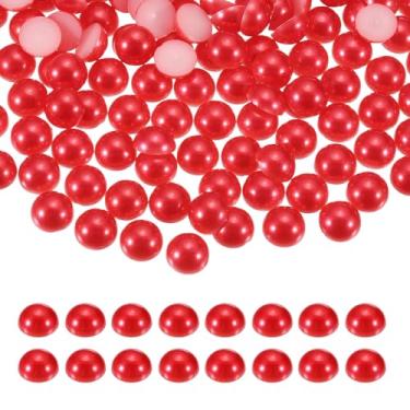 Imagem de Generic 1000 peças de meia pérola para artesanato, 6 mm de plástico metade flatback imitação de pérolas cabochão contas soltas strass para artesanato DIY roupas copo sapatos enfeite unhas (vermelho)
