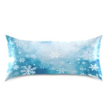 Imagem de Blueangle Fronha de cetim com flocos de neve caindo para cabelo e pele, fronha de seda, tamanho king (50,8 x 101,6 cm) - Capas de almofada de cetim refrescantes com fecho de envelope (45)