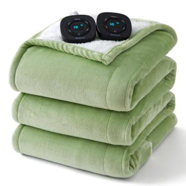 Imagem de Manta Eléctrica Bedsure King Size con Control Dual Verde Salvia