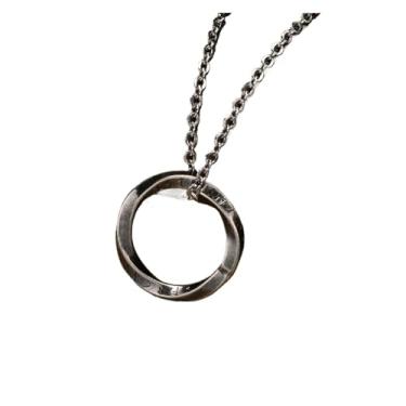 Imagem de Colares masculinos, colar redondo com pingente de aço inoxidável, acessórios versáteis, Cinza, One Size