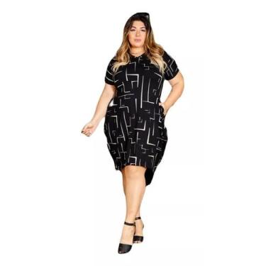 Imagem de Vestido Mullet Moda Plus Size Moda Feminina Bolso Max Manga Curta 38 a