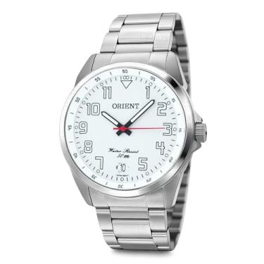 Imagem de Relógio Orient Masculino Analógico Quartz De Pulso Esportivo Casual Prateado Em Aço Inoxidável Mostrador Branco Com Calendário A Prova D'água 50 Metros Original