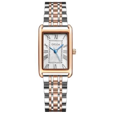 Imagem de MASTOP Relógio feminino pequeno e delicado feminino vintage dourado prata relógios para mulheres à prova d'água Relojes para mulheres com ferramentas, Rosa prata, Relógios retangulares femininos